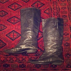 Vintage black leather riding boots bought in Paris